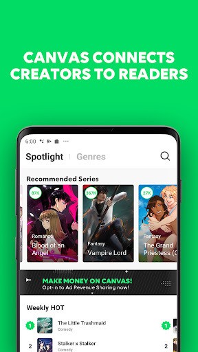 webtoon台版界面