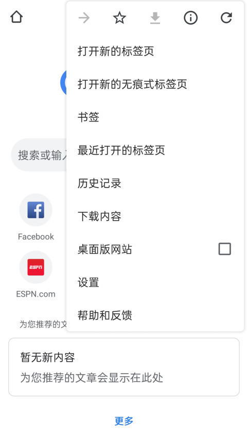 谷歌浏览器界面截图